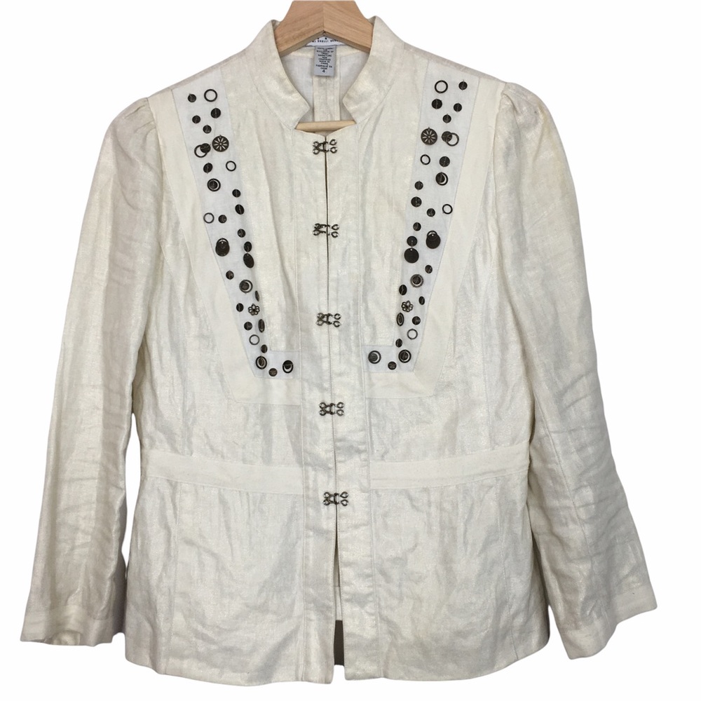 Laundry Shelli Segal 100% Linen Shimmer Jacket Size 4